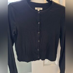 Madewell cropped ribbed lightweight button down long sleeve